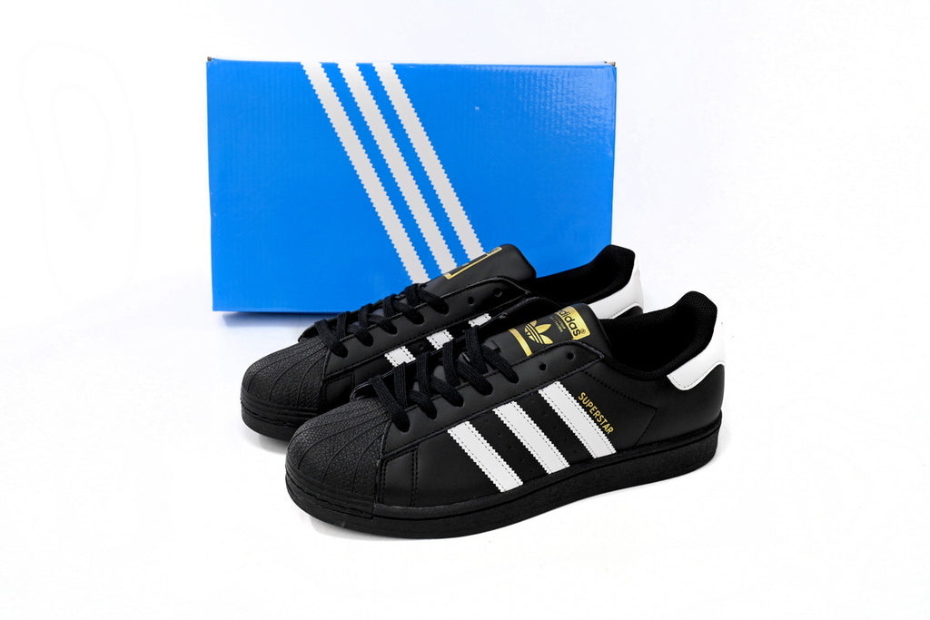 Adidas Superstar Shoes White Black Gold Black
