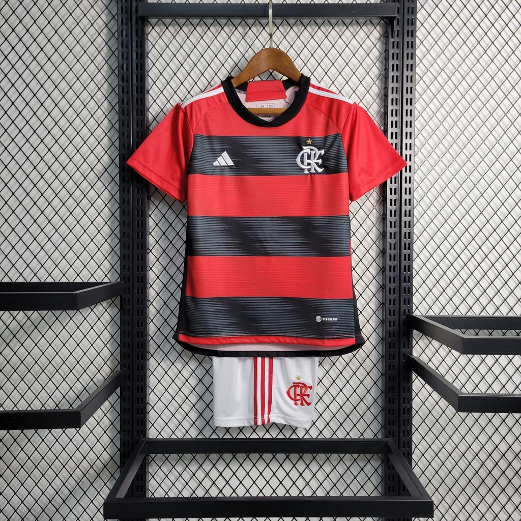 Conjunto Infantil Flamengo I 2023/2024 - Camisa e Shorts - Adidas