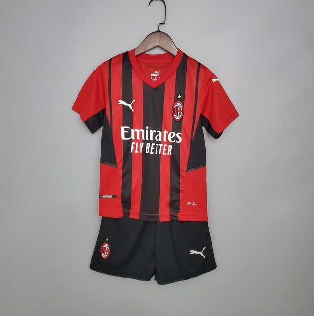 Conjunto Infantil Milan I Vermelho e Preto - Camisa e Shorts - Puma